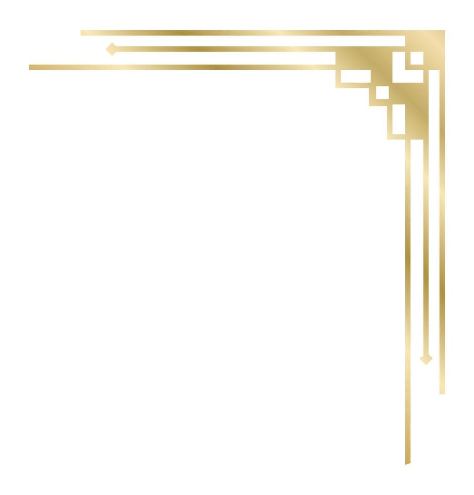 Elegant golden art deco corner border framing a pristine white background, enhancing sophistication and luxury while serving as a striking design element for various invitations and celebrations vector