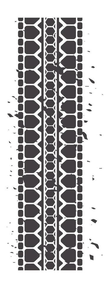 Grunge textured tire track featuring skid marks, creating a striking impression of speed and acceleration while evoking the raw power of automotive performance and racing dynamics vector