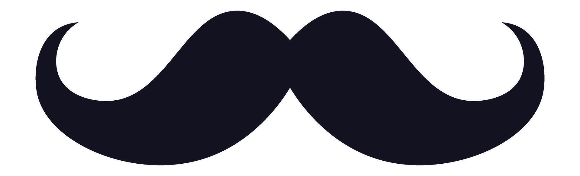 Large, upwardly curving handlebar mustache symbolizing masculinity, old fashioned style, and possibly a disguise, set against a white background vector