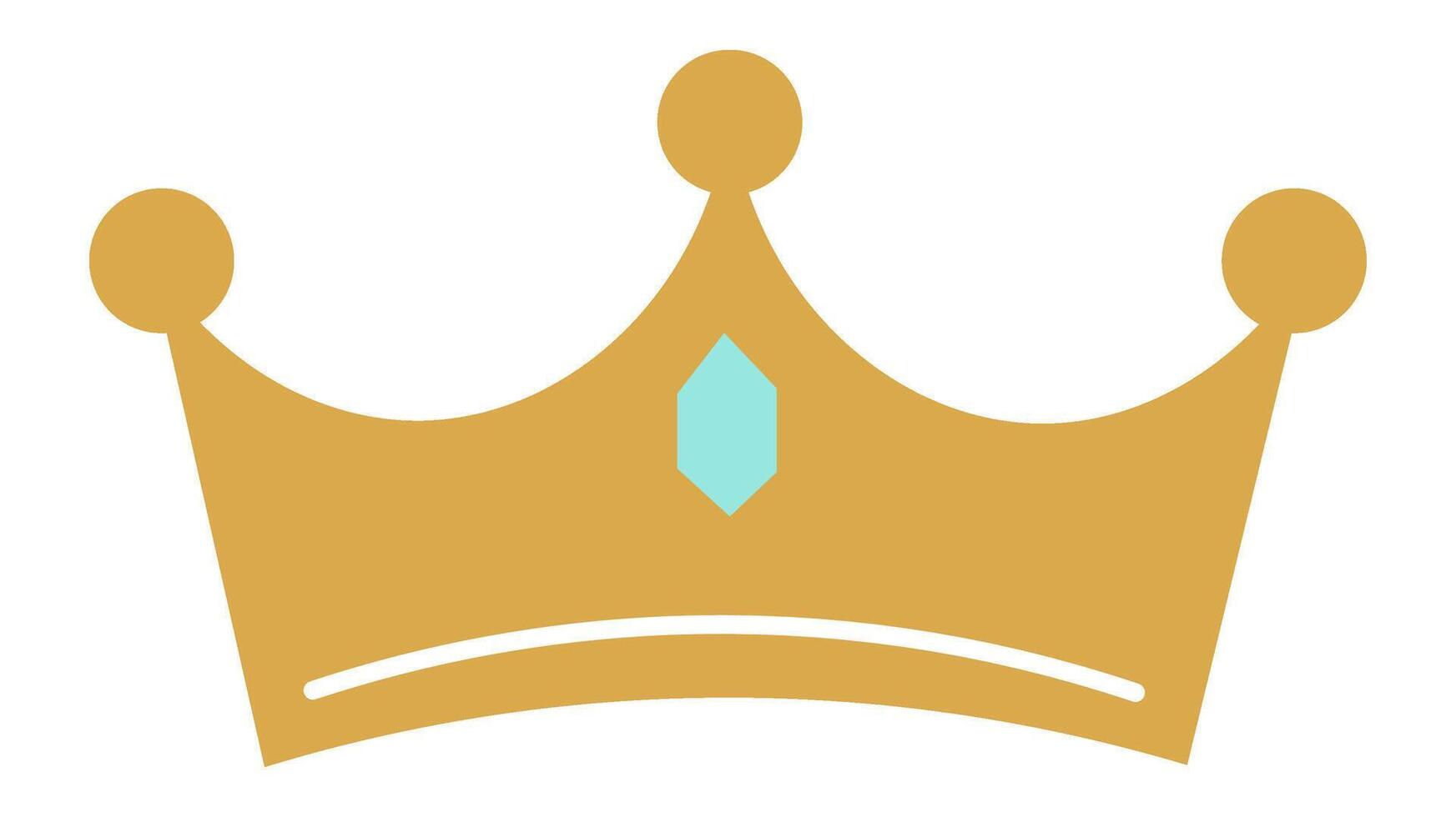 Elegant gold crown featuring a light blue gem at its center, representing royalty, power, authority, and leadership, isolated against a clean white background vector