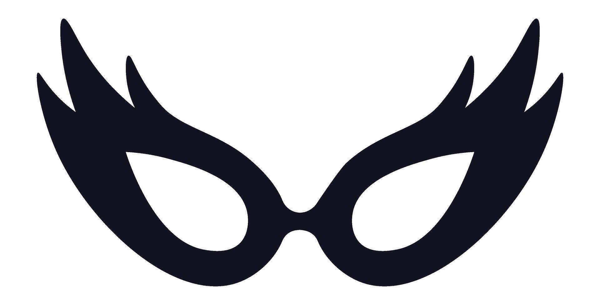 Black carnival mask with sharp edges pointing upward resembling flames isolated on white background, ideal for celebrating carnival, halloween, or any costume party vector