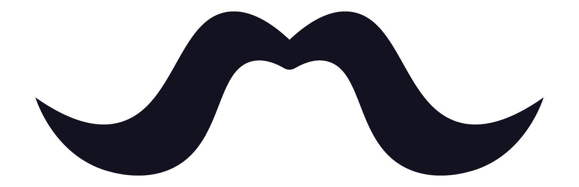 Black silhouette of a handlebar mustache, a classic style known for its elegance and association with masculinity, often seen in vintage or hipster culture vector