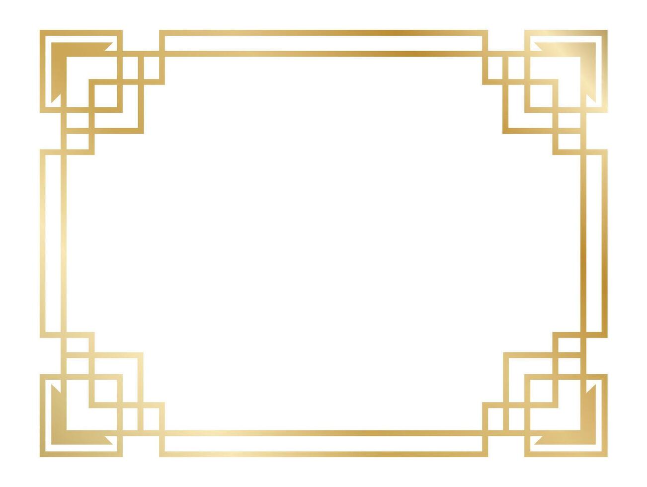 Elegant gold art deco frame providing a sophisticated border, adding vintage glamour and timeless style to any design project with geometric precision and luxurious aesthetic vector
