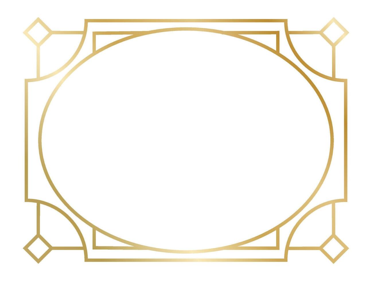 Golden oval frame with art deco style design creating an elegant border, perfect for invitations, certificates, or any design project requiring a touch of vintage sophistication vector