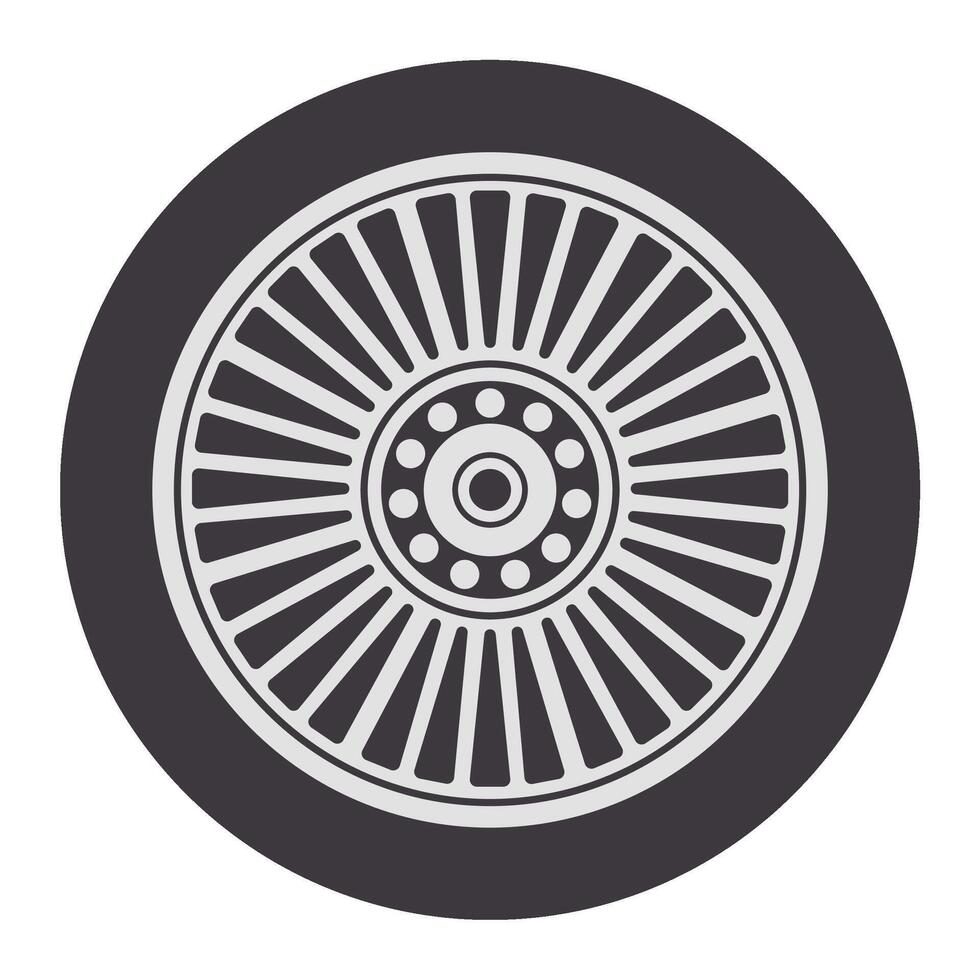 Close up of a car wheel with tire, showing the rim and bolts, representing automotive parts, vehicle maintenance, and transportation concepts vector