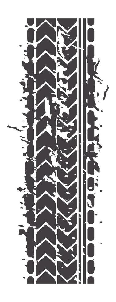 Grunge tire track featuring a worn effect creates a dirty mark on a white background, perfect for enhancing automotive and racing designs with a rugged touch vector