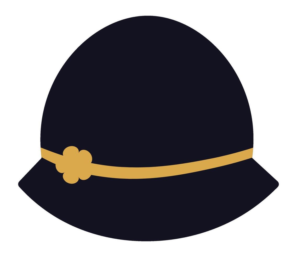 Stylish female hat adorned with a golden ribbon and delicate flower, enhancing elegance and sophistication in any outfit while embodying timeless vintage charm and chic design vector