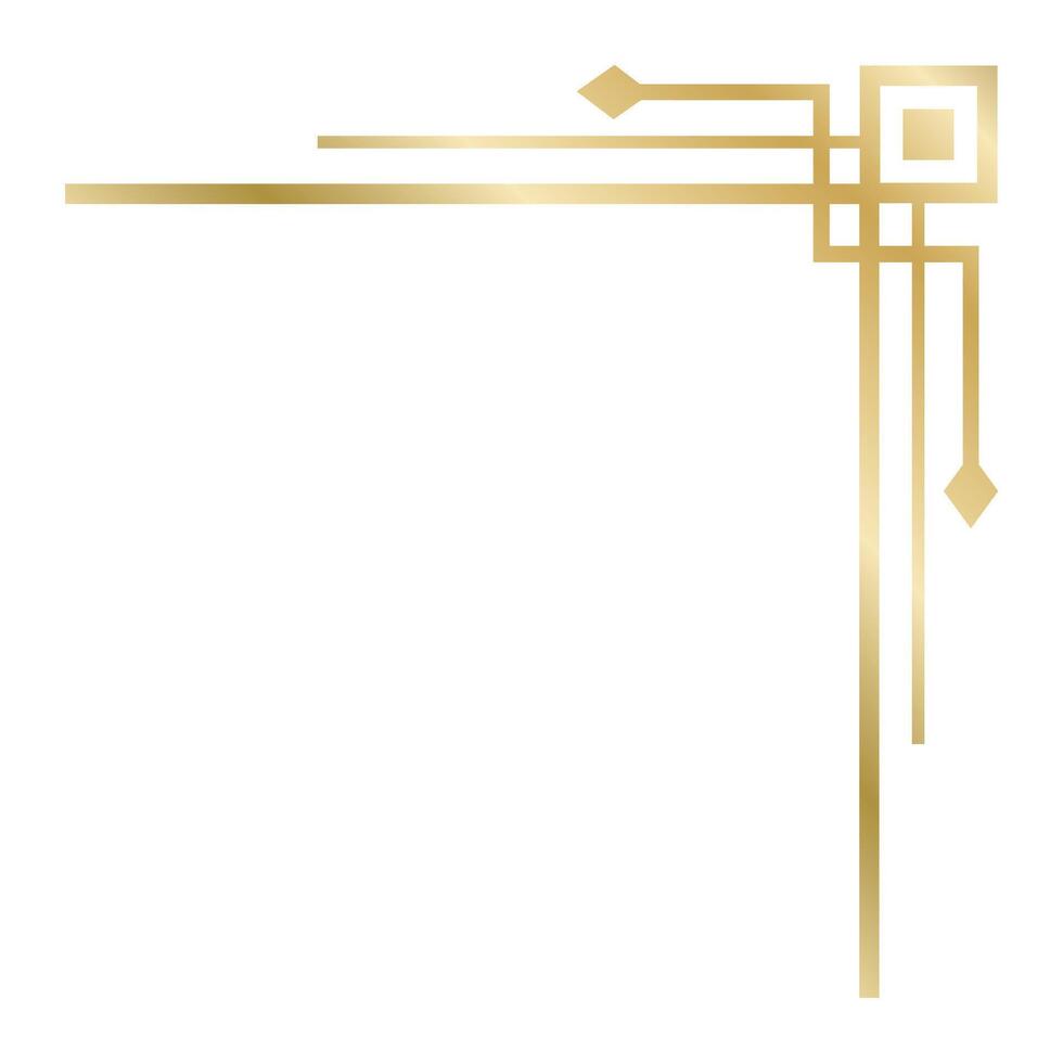 Elegant golden art deco corner is creating a sophisticated frame with rhombus and square shapes decorating a white page, perfect for invitations, certificates or announcements vector