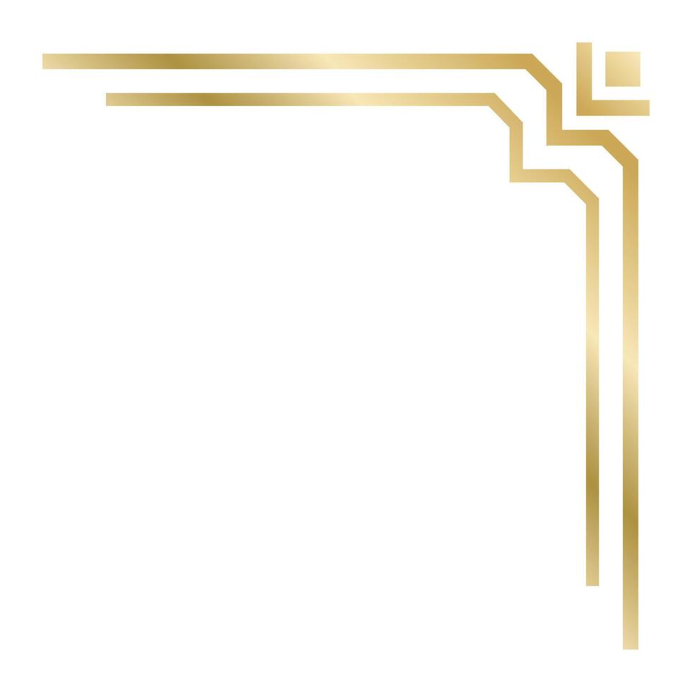 Elegant golden art deco style border creating a right angle on a white background, perfect for adding a touch of vintage sophistication to design projects vector