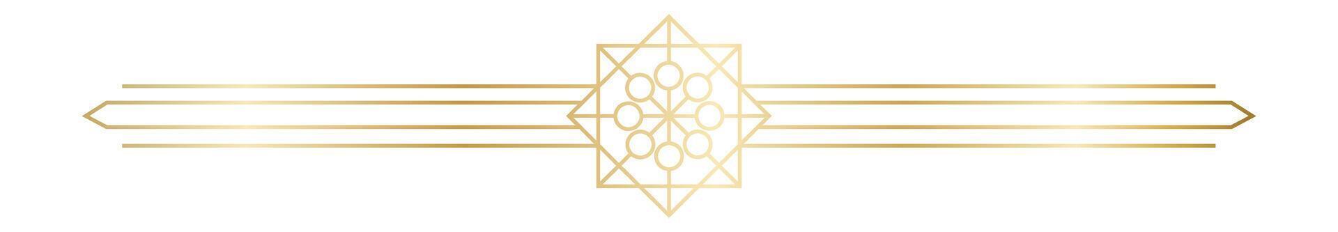 Elegant golden geometric symbol dividing four horizontal lines, creating a sophisticated and minimalist design on a pristine white background, exuding luxury and contemporary style vector