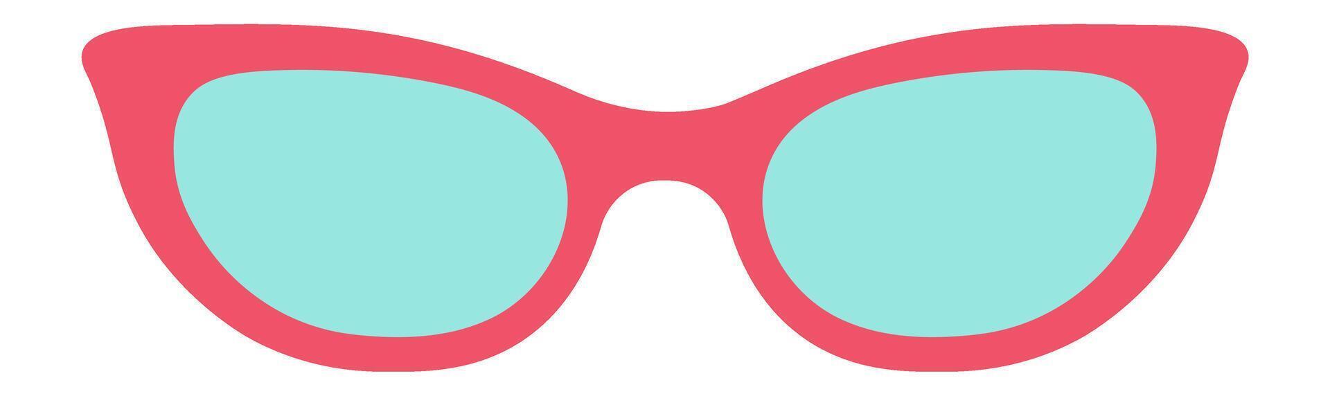 Stylish pink cat eye sunglasses with light blue lenses represent summer fashion, providing eye protection and a trendy accessory for sunny days vector