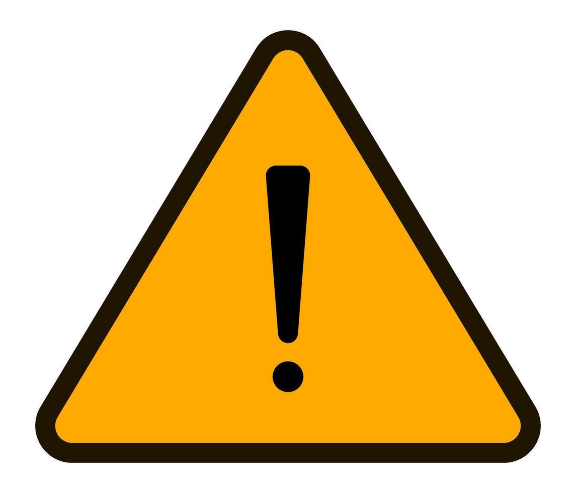 Black exclamation mark inside a yellow triangle with a black outline conveys warning, caution, and potential danger, emphasizing important safety information vector