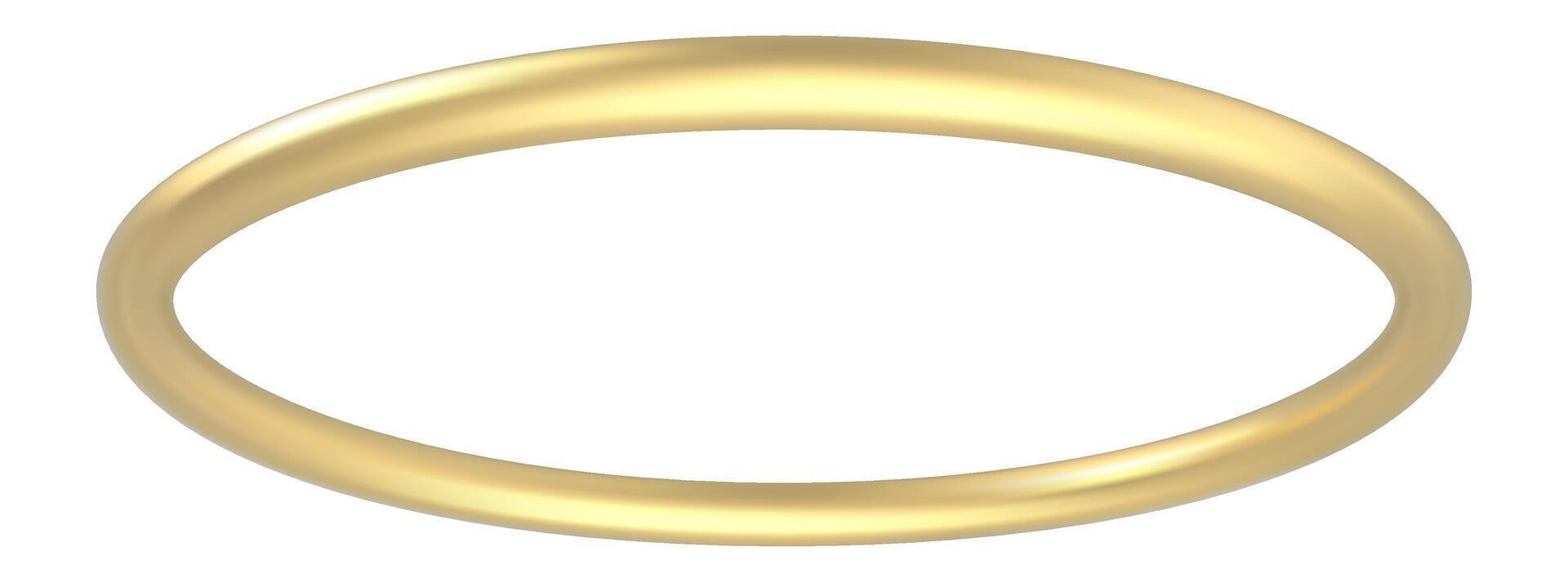 Polished golden ring with a smooth surface creates an elegant oval shape, adding a touch of sophistication and simplicity to a clean white backdrop vector