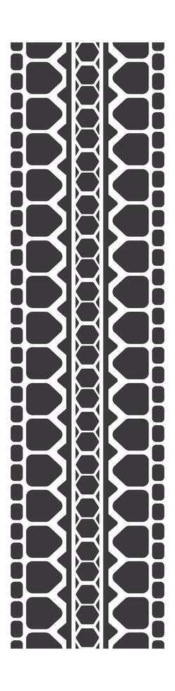 Vertical close up of tire tread pattern featuring repeating geometric shapes, lines, and textures, creating a visually striking design suitable for automotive and transportation related projects vector
