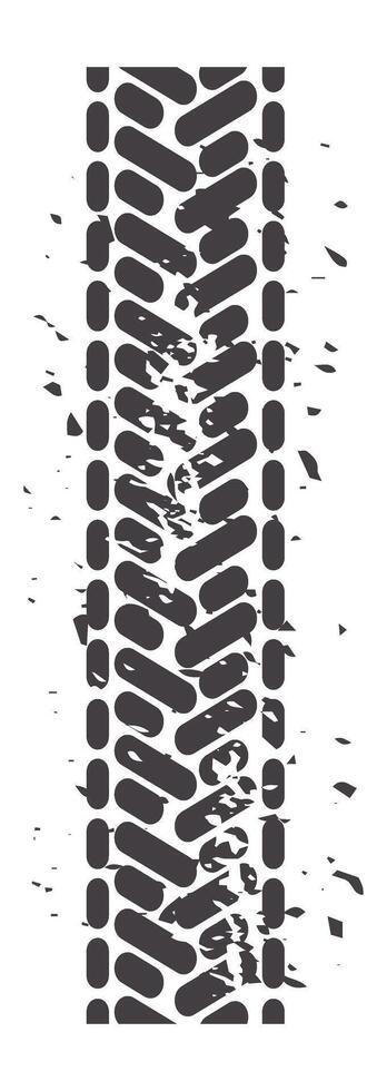 Grunge tire track is leaving a trail of destruction, creating a powerful visual of movement and impact, perfect for conveying themes of speed, adventure, or rebellion vector