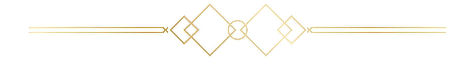 Golden geometric divider forming an elegant and minimalist design, perfect for wedding invitations, branding, and luxury projects, featuring rhombuses, circles, and lines on a white background vector
