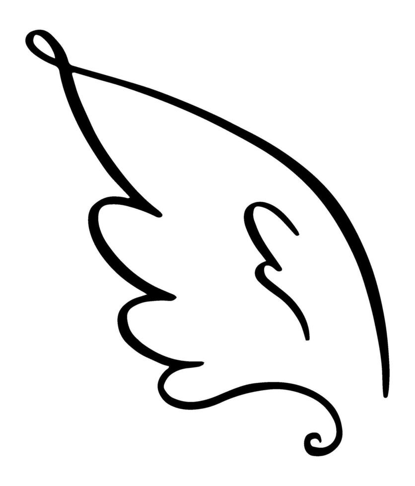 Simple line art illustrating an angel wing, representing purity, flight, and divine presence, perfectly suited for spiritual or religious projects seeking elegance and symbolism vector