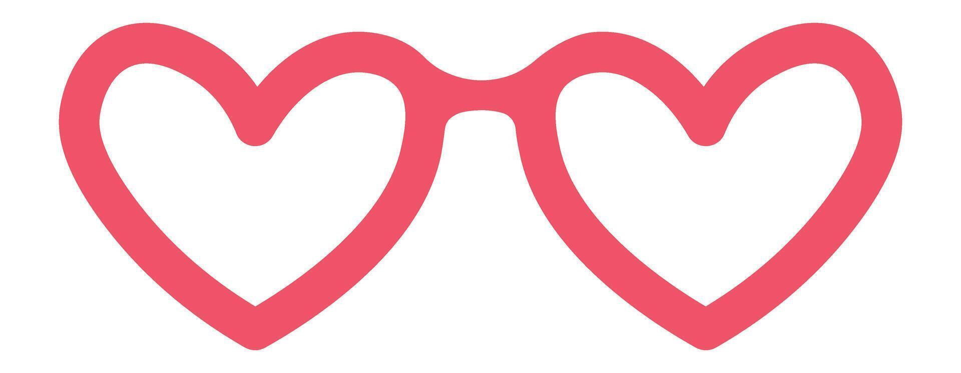 Pink heart shaped glasses embodying love and affection, infusing playful energy into romantic occasions and celebrations, serve as a charming accessory for expressing joy and positivity vector