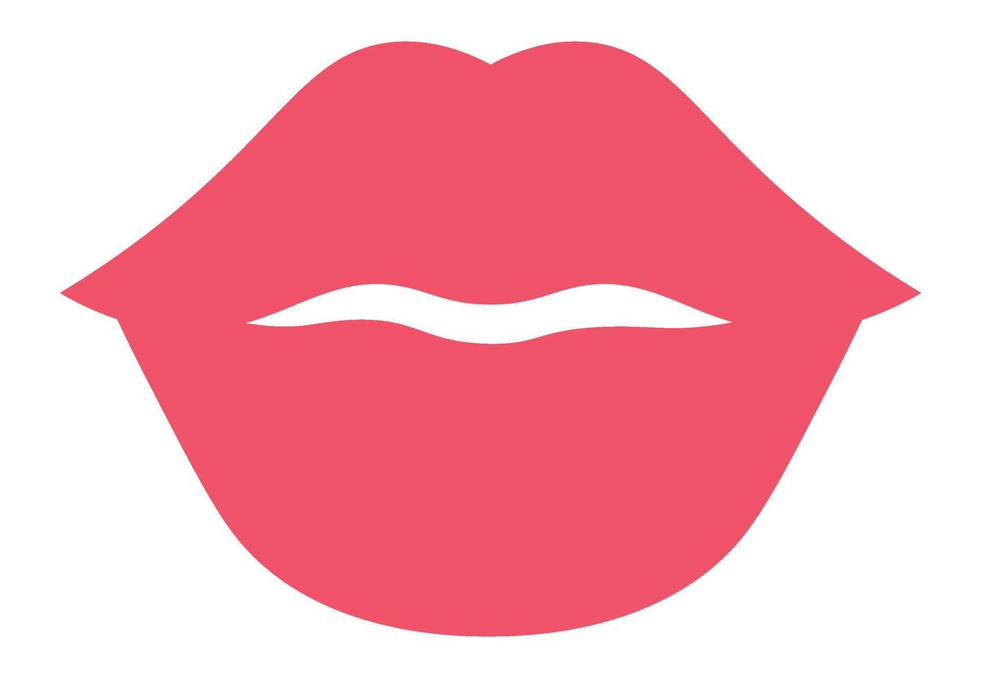 Slightly open red woman's lips showing white teeth is isolated on a white background and represents sensuality, beauty, cosmetics, and femininity vector