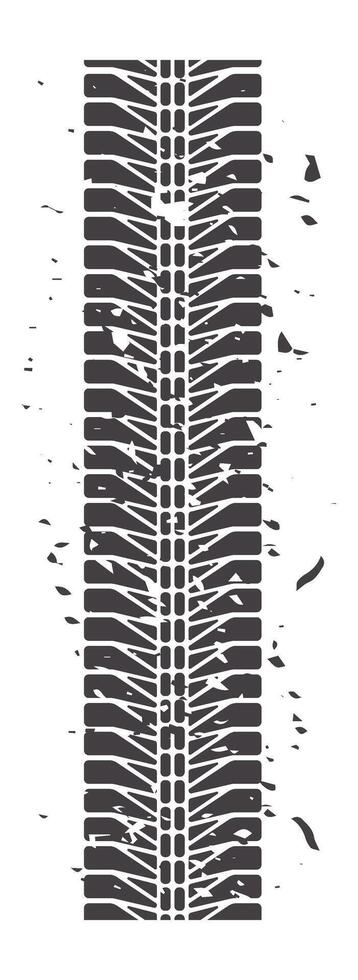 Grunge tire track displaying visible wear and tear creates a distressed effect against a clean white background, evoking feelings of motion, adventure, and the thrill of the journey vector