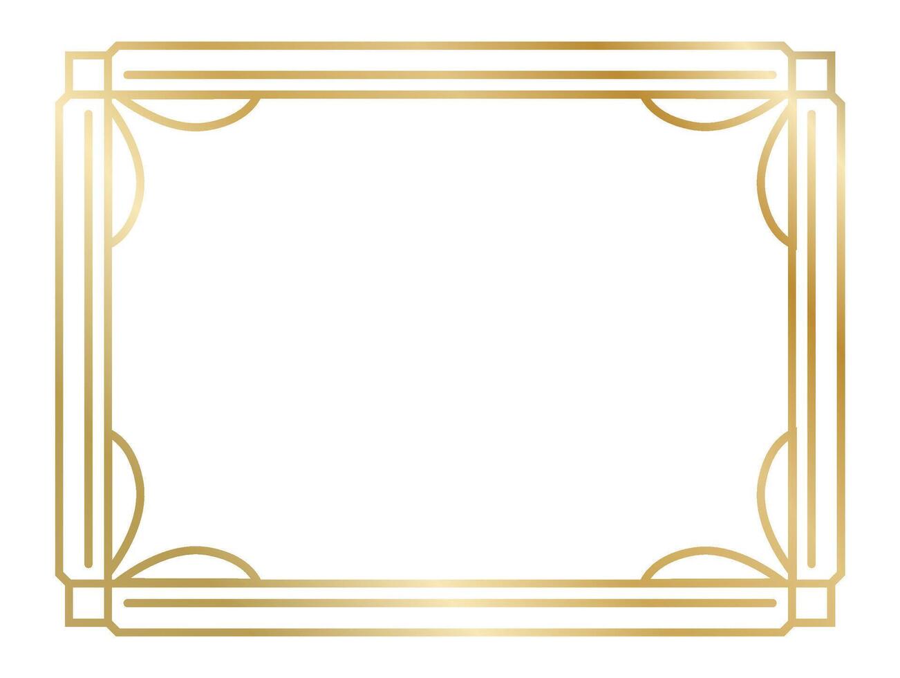 Golden art deco frame creating a sophisticated border with geometric shapes, perfect for adding a touch of vintage elegance to any design project vector