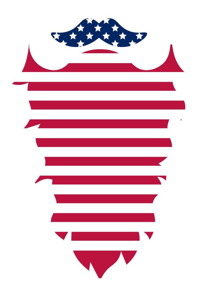 Long beard and mustache forming the american flag ideal for celebrating United States holidays like Independence Day, President's Day, Memorial Day, Labor Day, Columbus Day and Veteran's Day vector