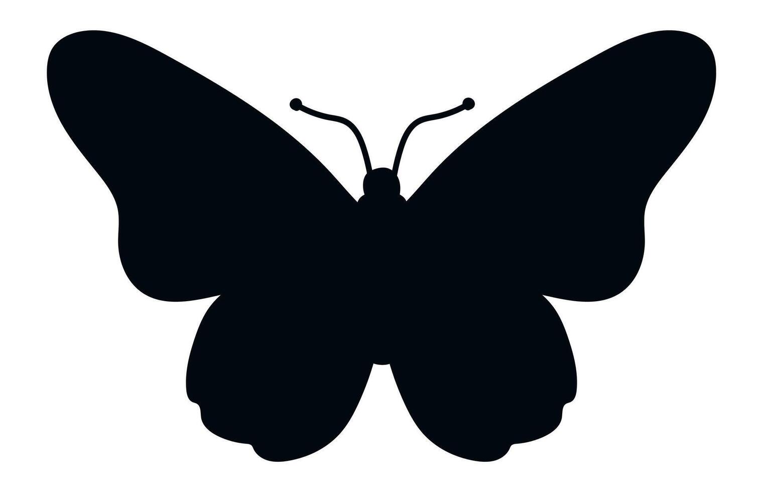 Black butterfly silhouette isolated on white background representing nature, beauty, and elegance, perfect for wildlife and graphic design projects vector