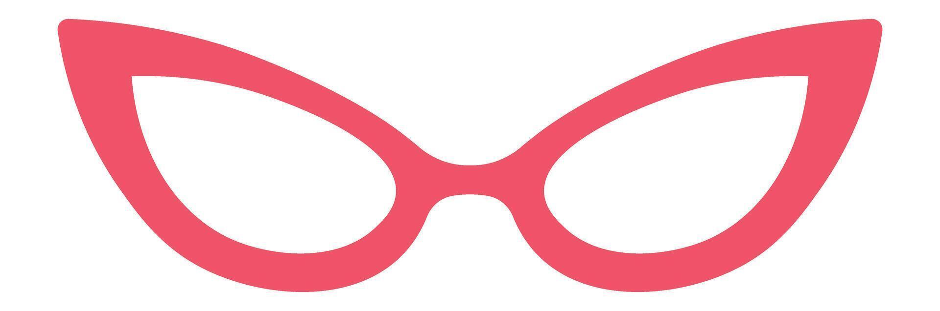Cat eye glasses in vibrant pink symbolizing femininity, fashion, and a touch of retro charm, perfect for adding a touch of elegance to any look vector