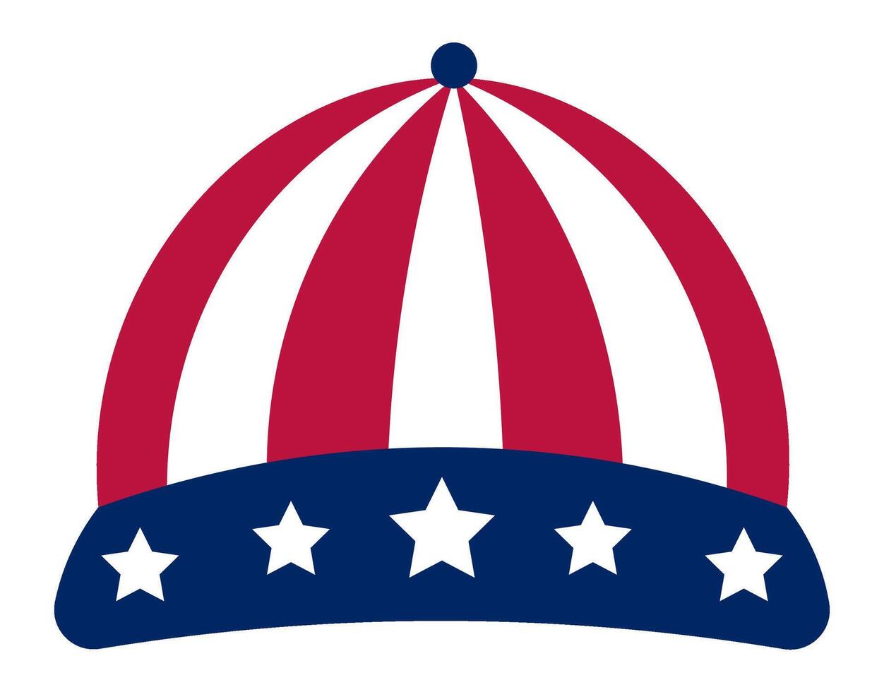 Red, white, and blue hat with stars and stripes design celebrating Independence Day, perfect for showing patriotism and national pride during festivities vector