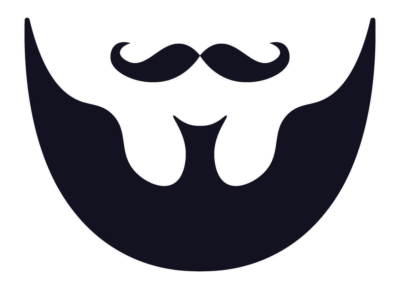 Black silhouette featuring a handlebar mustache and goatee beard, creating a gentleman's face, perfect for barbershop logos or avatars, embodying classic style and elegance vector