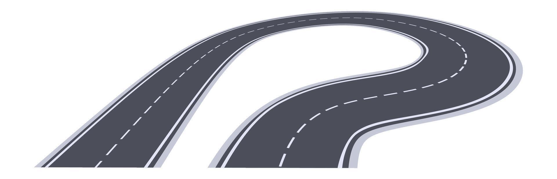 Winding road splitting into two different paths over a white background representing different life choices, business and career opportunities, directions, strategy and planning vector