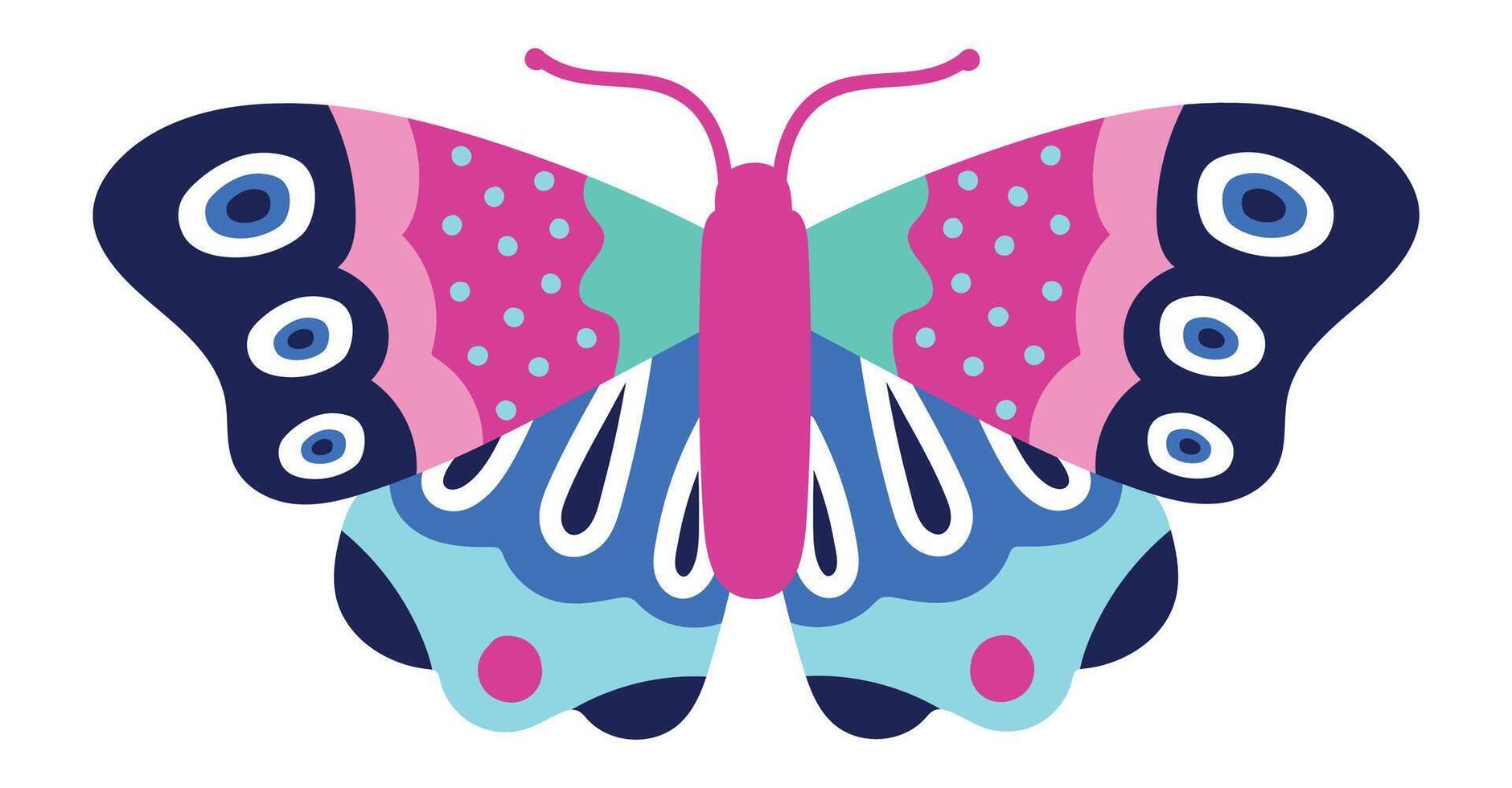 Colorful butterfly with open wings showcasing vibrant colors, intricate patterns, and delicate details, creating a captivating visual representation of nature's beauty vector