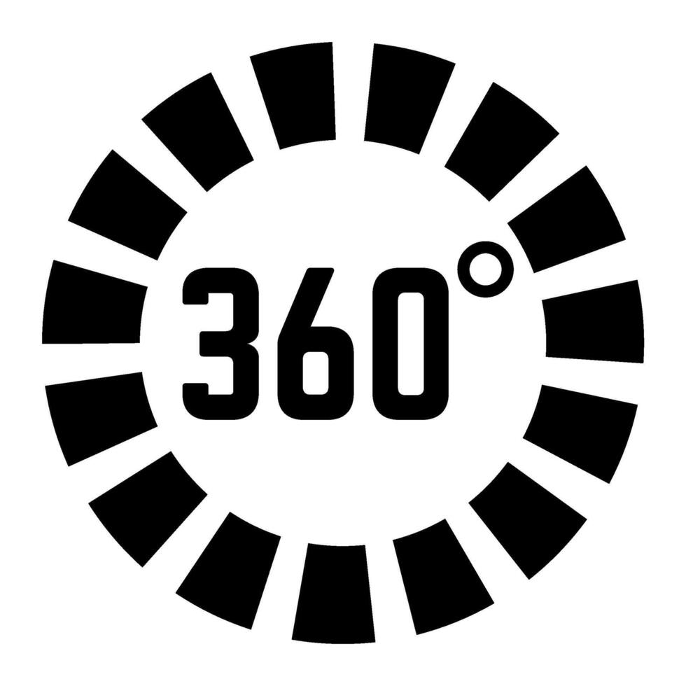 360 degree view icon rotating, showcasing complete coverage and serving as an ideal symbol for virtual reality and augmented reality applications and devices in modern technology vector