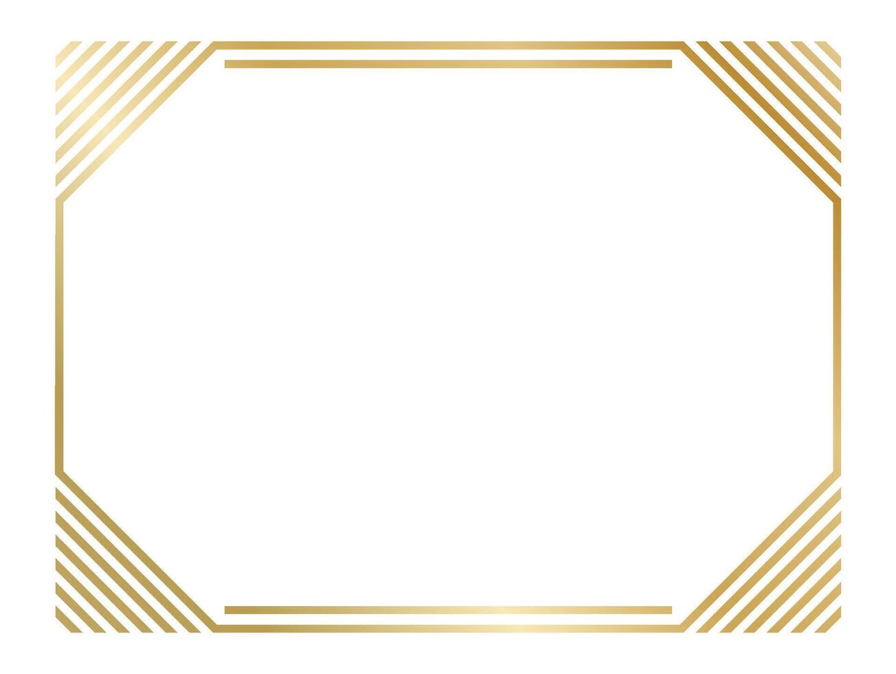 Golden frame featuring diagonal stripes in the corners, providing a refined and decorative touch for certificates, invitations, or artwork, adding a touch of elegance and luxury vector