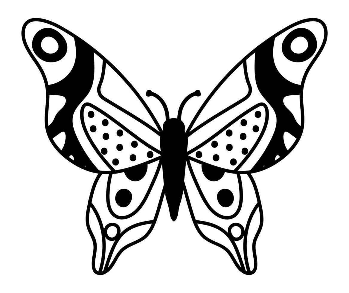 Butterfly with dotted and striped wings, representing metamorphosis, nature, and wildlife, perfect for children's books or educational materials vector