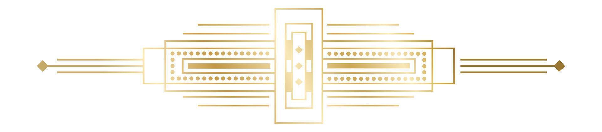 Golden art deco ornament featuring geometric shapes and intricate details, radiating luxury and timeless elegance while enhancing any design project with vintage glamour vector