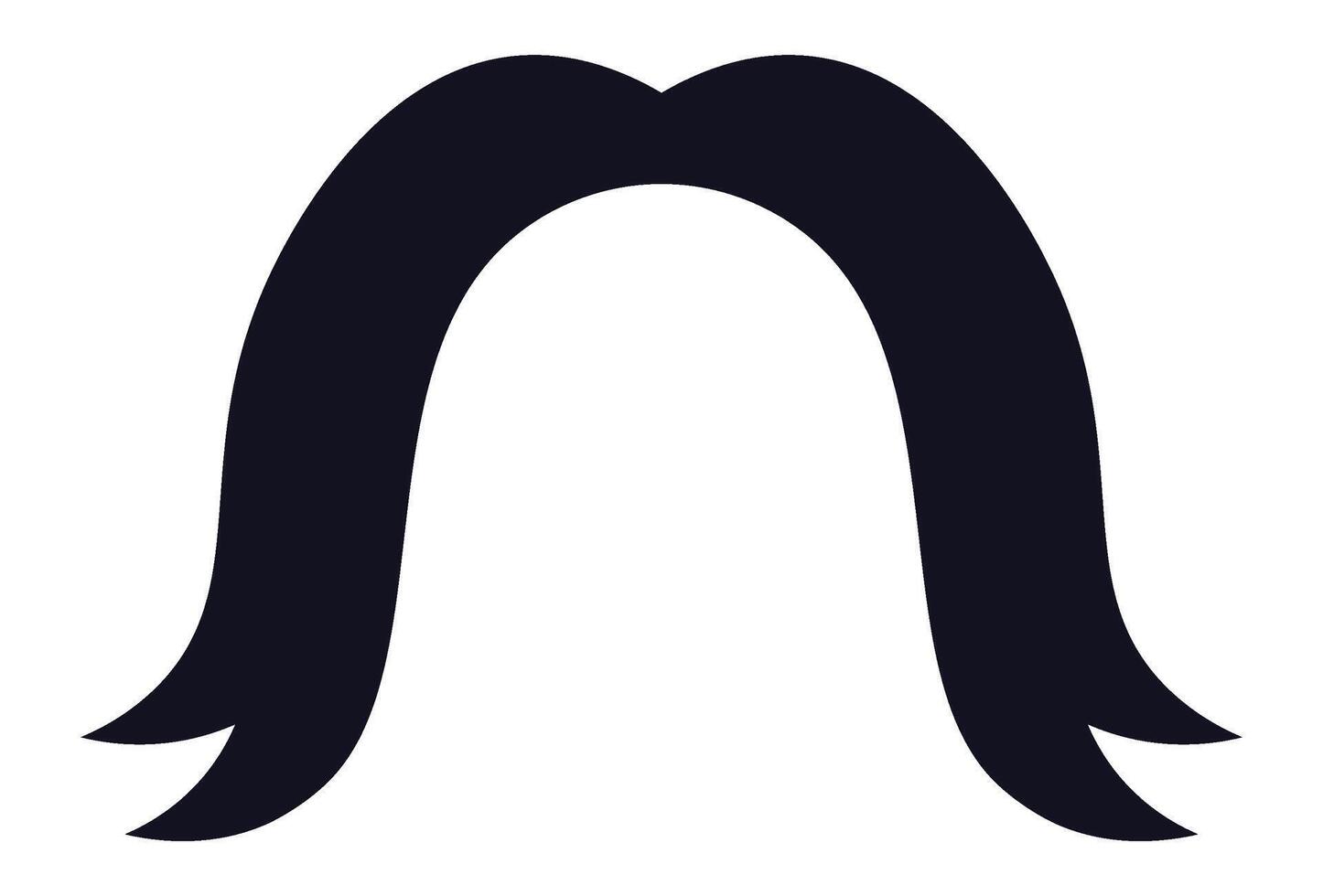 Large handlebar mustache icon embodying retro style fashion and men's beauty products, featuring a classic design on a clean white background, perfect for grooming and individuality themes vector
