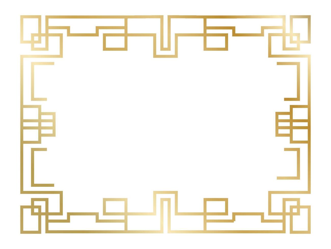 Golden art deco frame creating an elegant border with geometric shapes, perfect for invitations, posters, or certificates, adding a touch of vintage glamour and sophistication vector