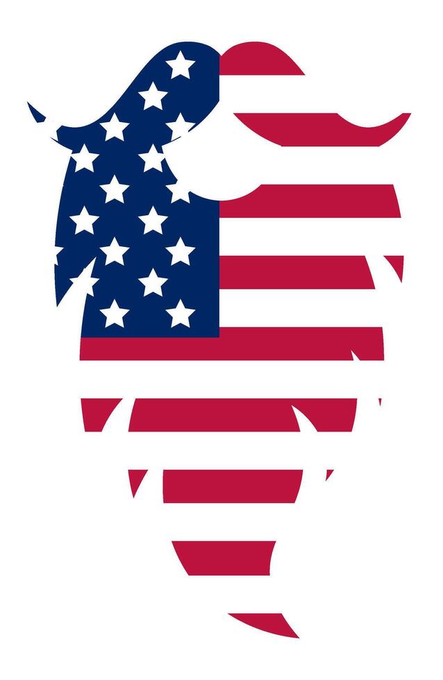 Long mustache with stars and stripes of the USA flag forming a patriotic symbol for Independence Day celebrations, perfect for expressing national pride vector