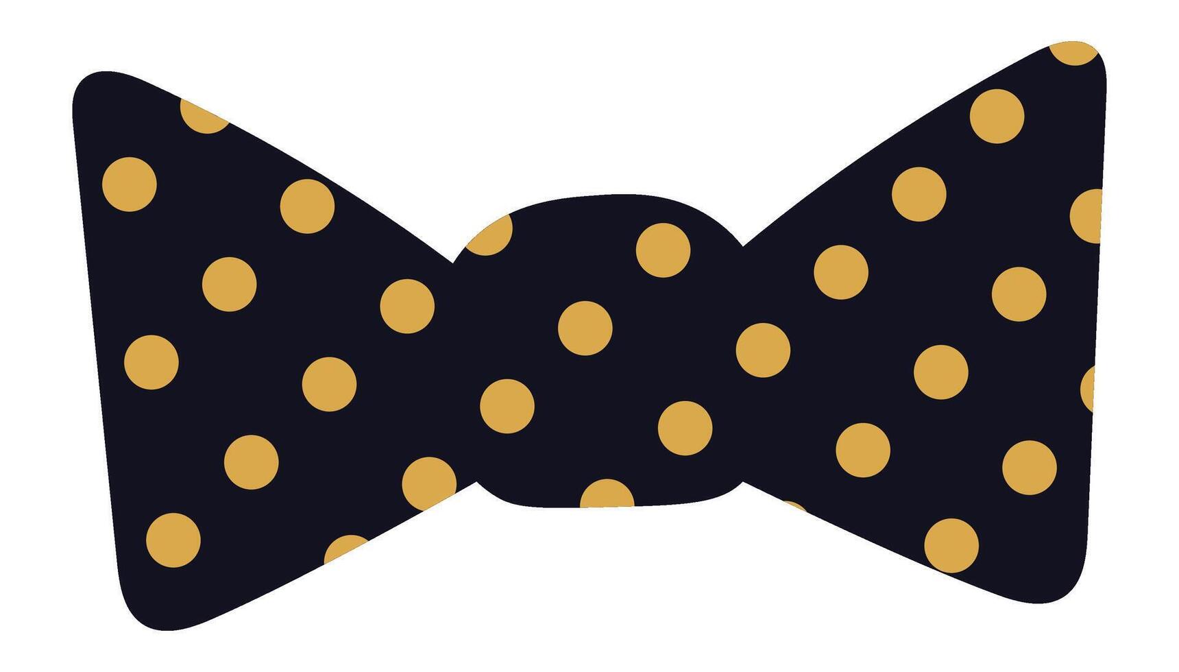 Stylish bow tie featuring a dark blue background with evenly spaced mustard yellow polka dots, adding a touch of sophistication and playfulness to formal attire vector