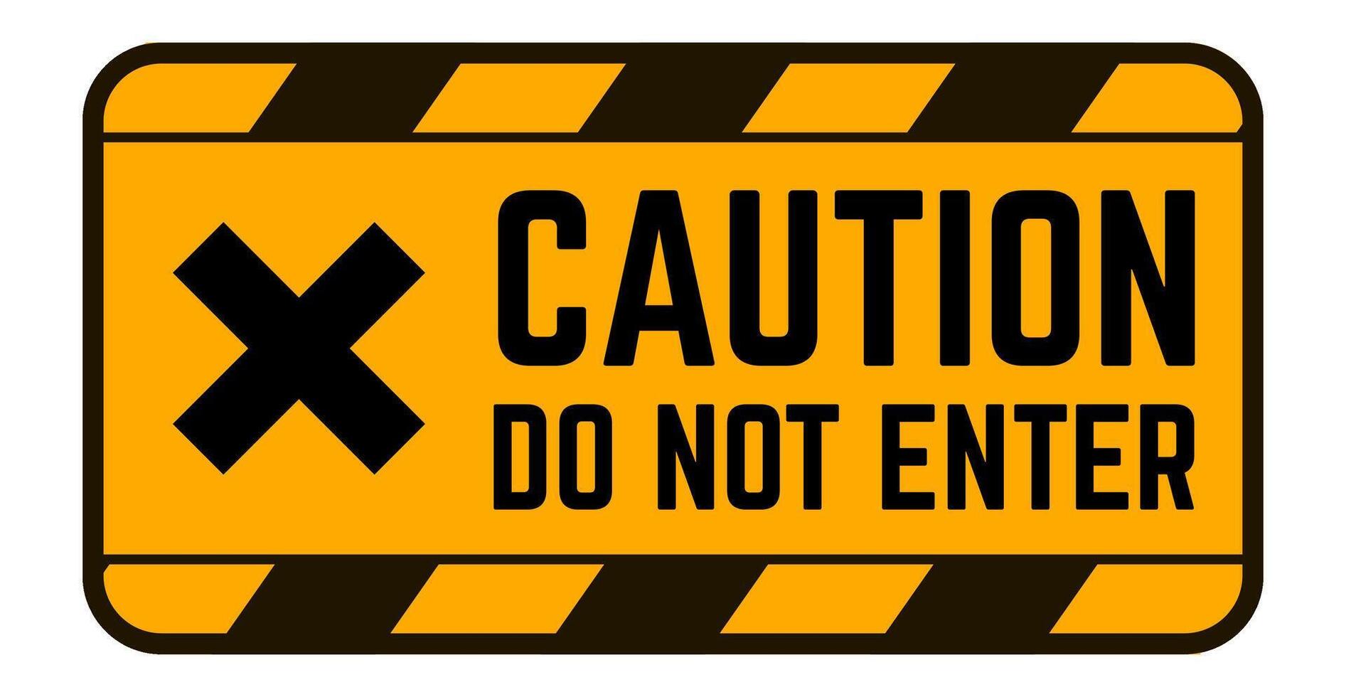 Yellow caution sign featuring bold black stripes and a cross, indicating a restricted area and prohibiting entry, effectively conveying a message of safety and warning vector