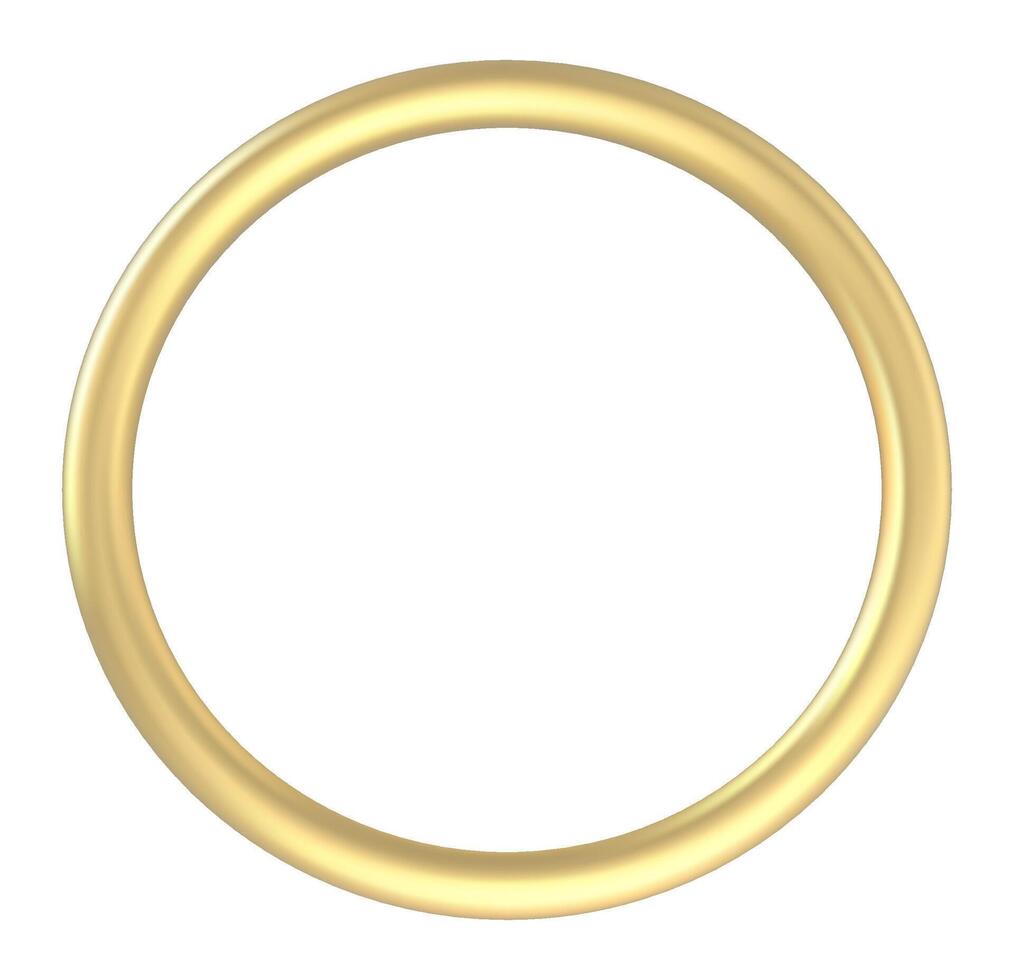 Simple golden ring forming a perfect circle on a white background, representing concepts like eternity, infinity, wedding, commitment, and precious metal vector