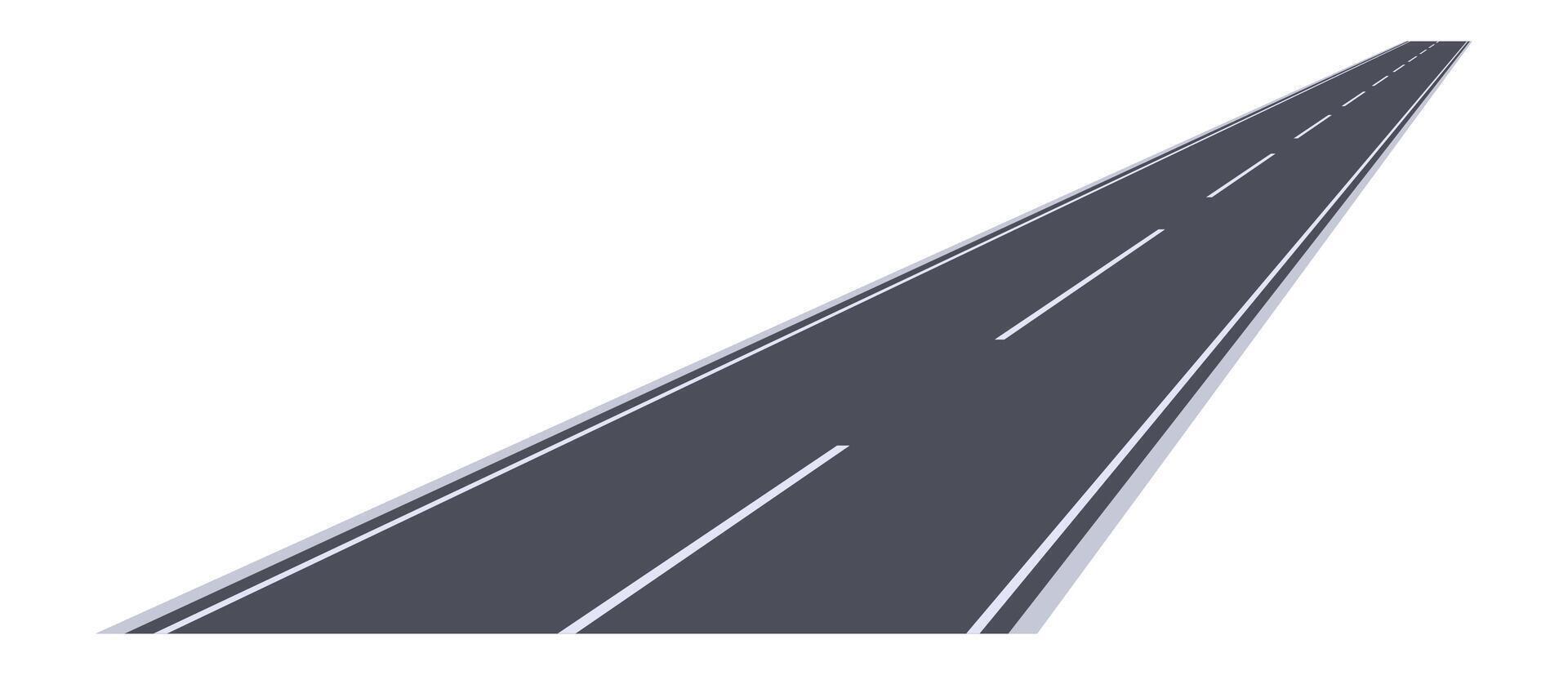 Long straight asphalt road disappearing into the distance on a white background conveying a sense of journey, adventure, and endless possibilities vector