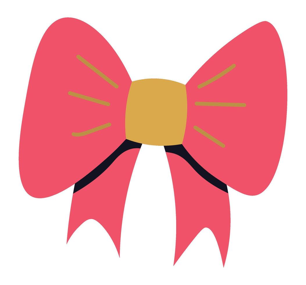 Pink ribbon tied in a bow, featuring a gold accent in the center and subtle decorative lines, adding a touch of elegance and sophistication vector