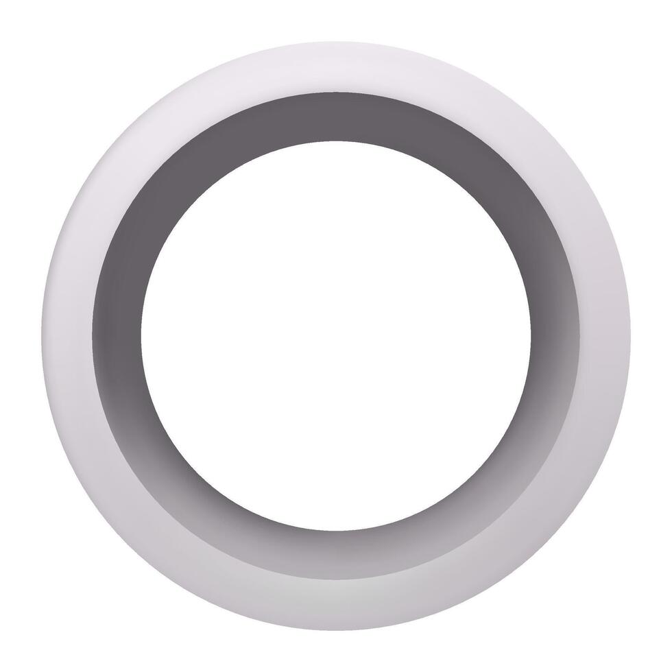 White torus with empty hole creating an abstract frame on a white background, representing concepts such as infinity, continuity, and minimalism in a simple yet elegant design vector