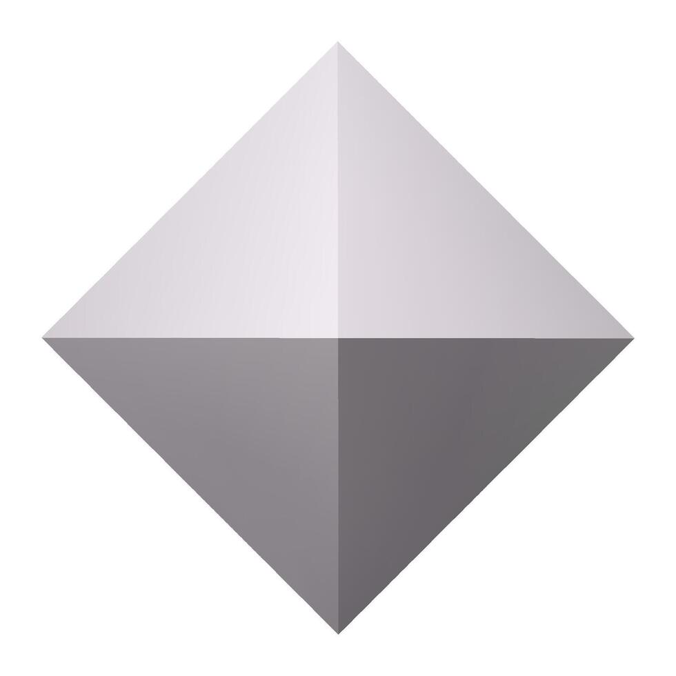 Gray and white abstract diamond shape with light and shadow effects is rotating on plain white background, creating an illusion of movement and depth vector