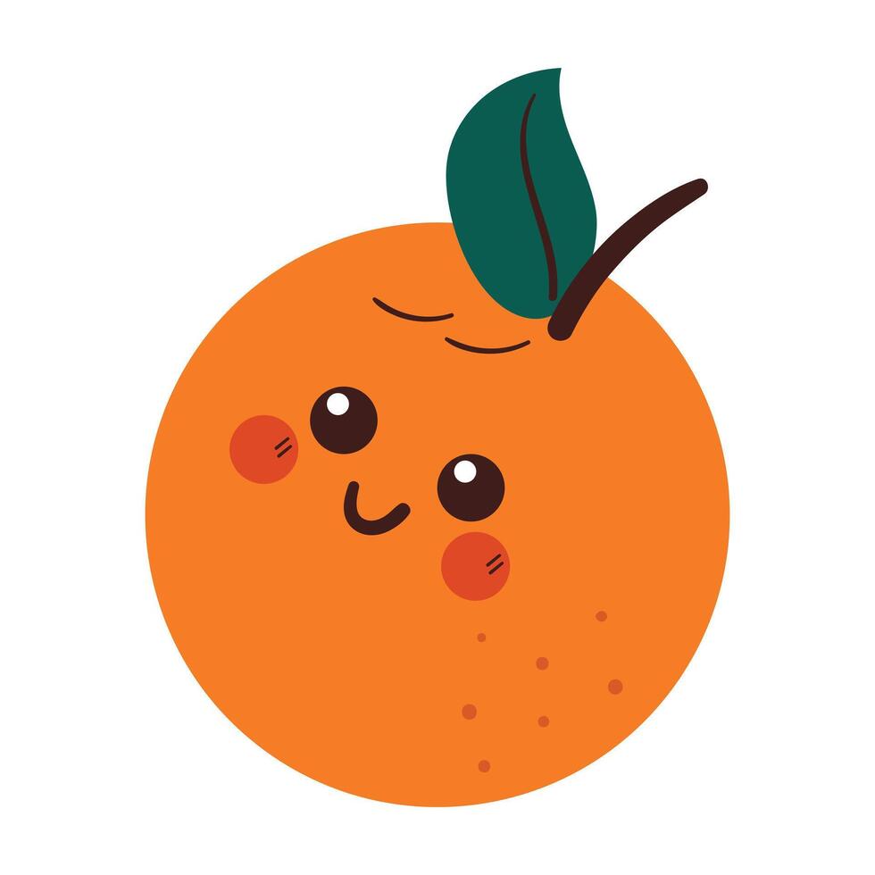 hand drawing carton orange fruit character cute drawing for fruit doodle, sticker vector