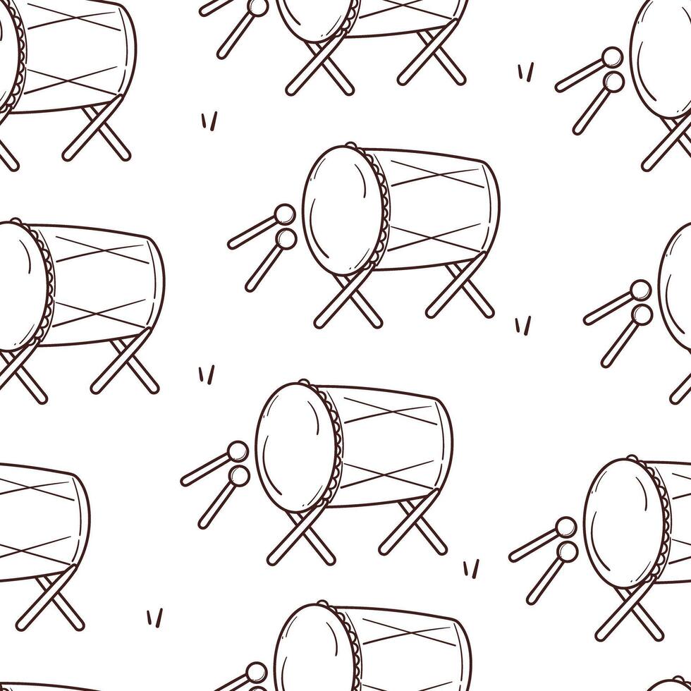 seamless pattern cartoon bedug or drum for Moslem to celebrate Eid. cute pattern for wallpaper, background vector