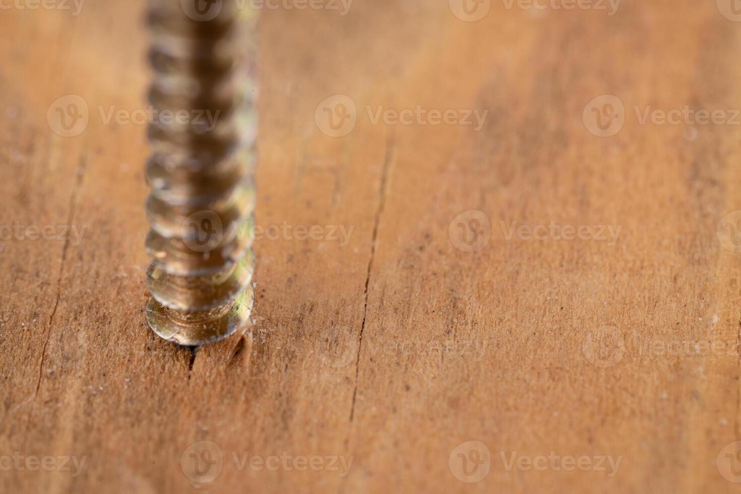Detailed Screw Thread In Wood Grain photo
