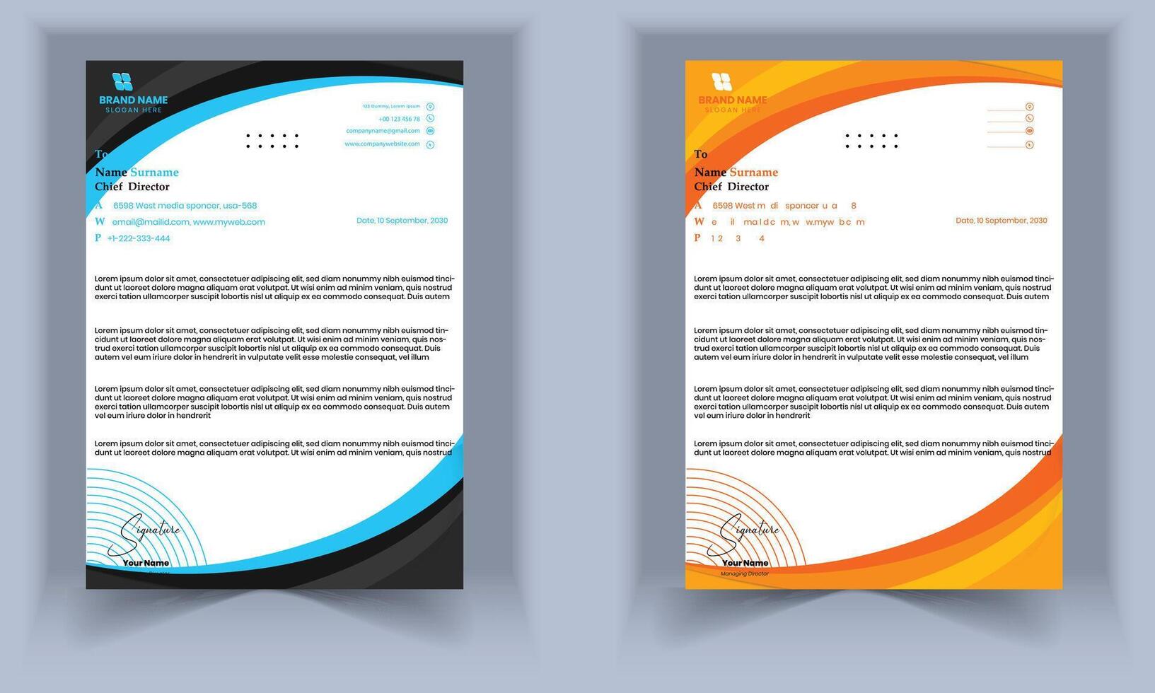 Avatar Professional Letterhead Template Designs with Modern and Corporate Styles vector